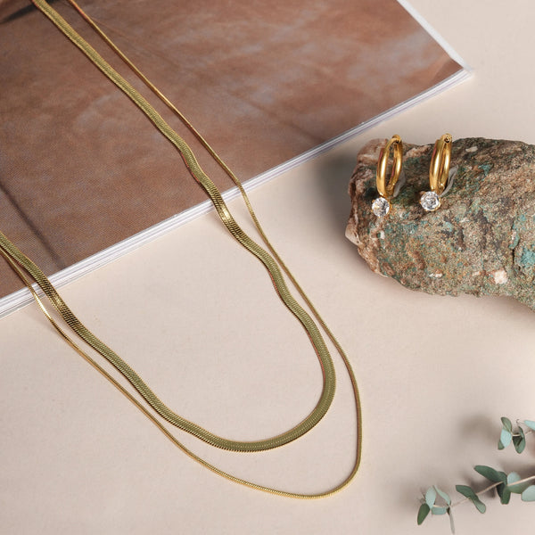 Modern Snake Chain & Solitaire Jewellery Set