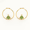 Christmas Tree Hoop Earrings