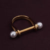 U-Shaped Gold Pearl Ring