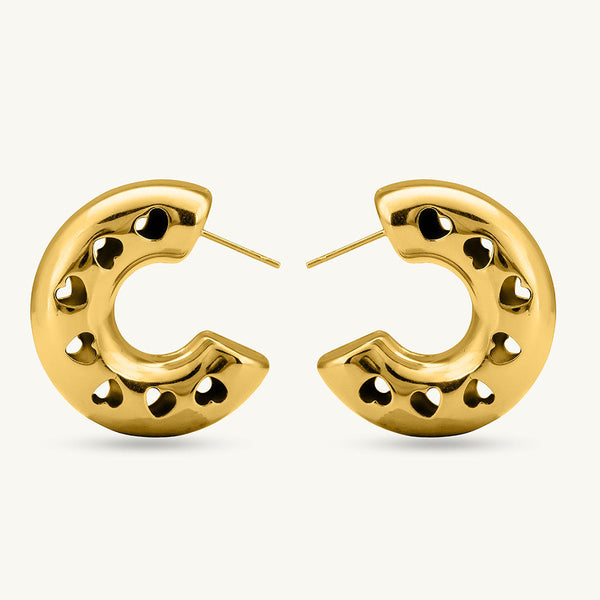 Heart Cutout Hoop Earrings