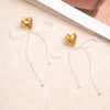 Heart Bow Bead Drop Earrings