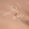 Heart Bow Bead Drop Earrings