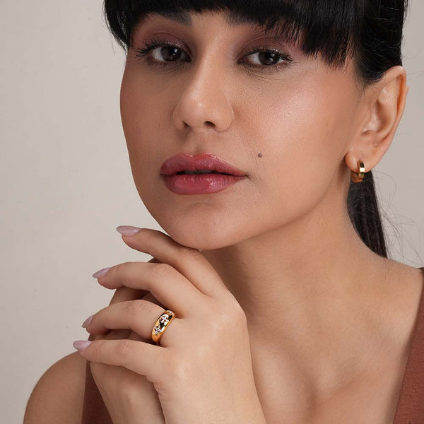 Knoted Signature Studded Ring