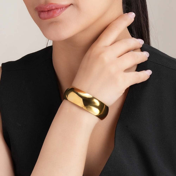 Open-Cuff Plain Thin Gold Bracelet