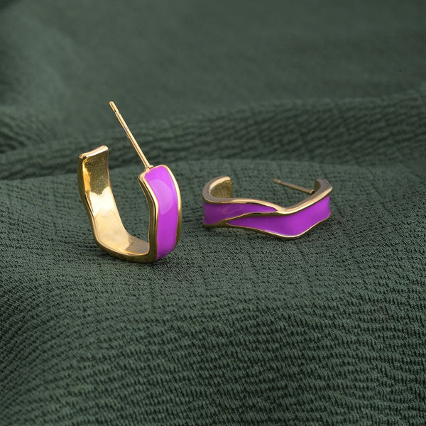 Purple Round Hoop Earrings