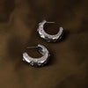 Engraved Heart Curved Earrings | Silver