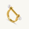 U-Shaped Gold Pearl Ring