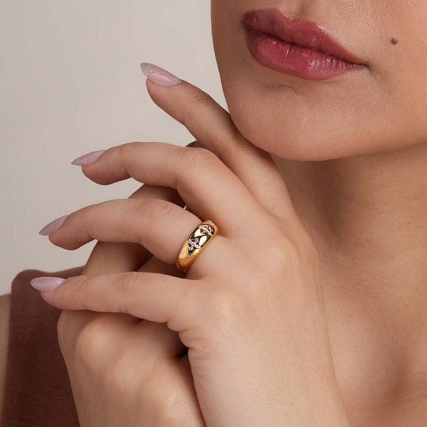 Knoted Signature Studded Ring